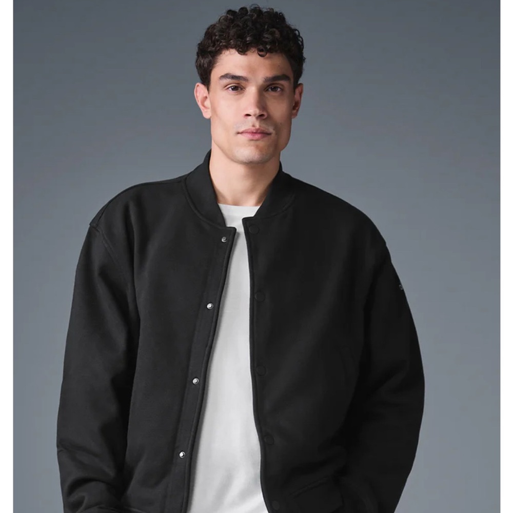 Alo Mens Renoun Bomber Jacket- Black, Medium